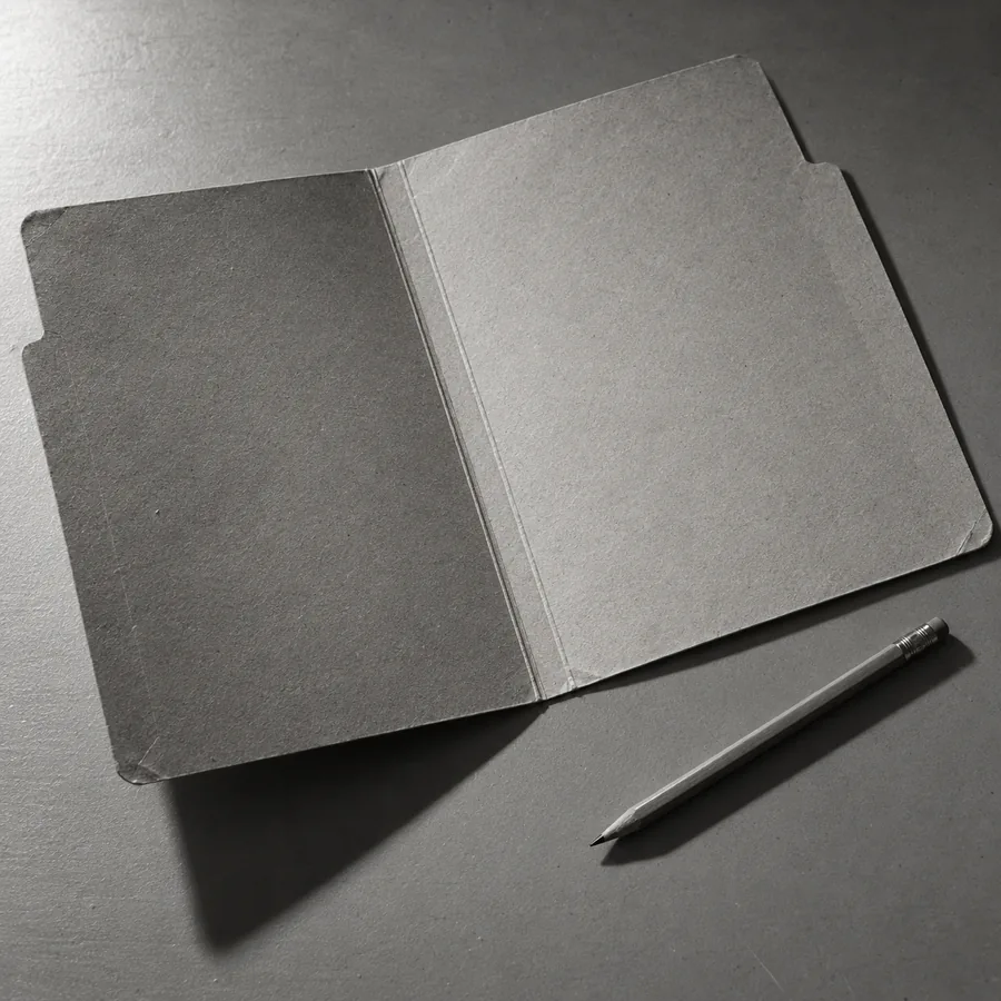 An open, empty case file