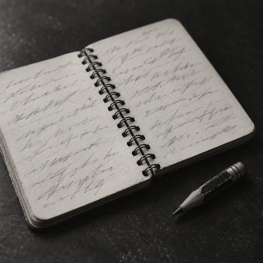 A notebook and a pencil
