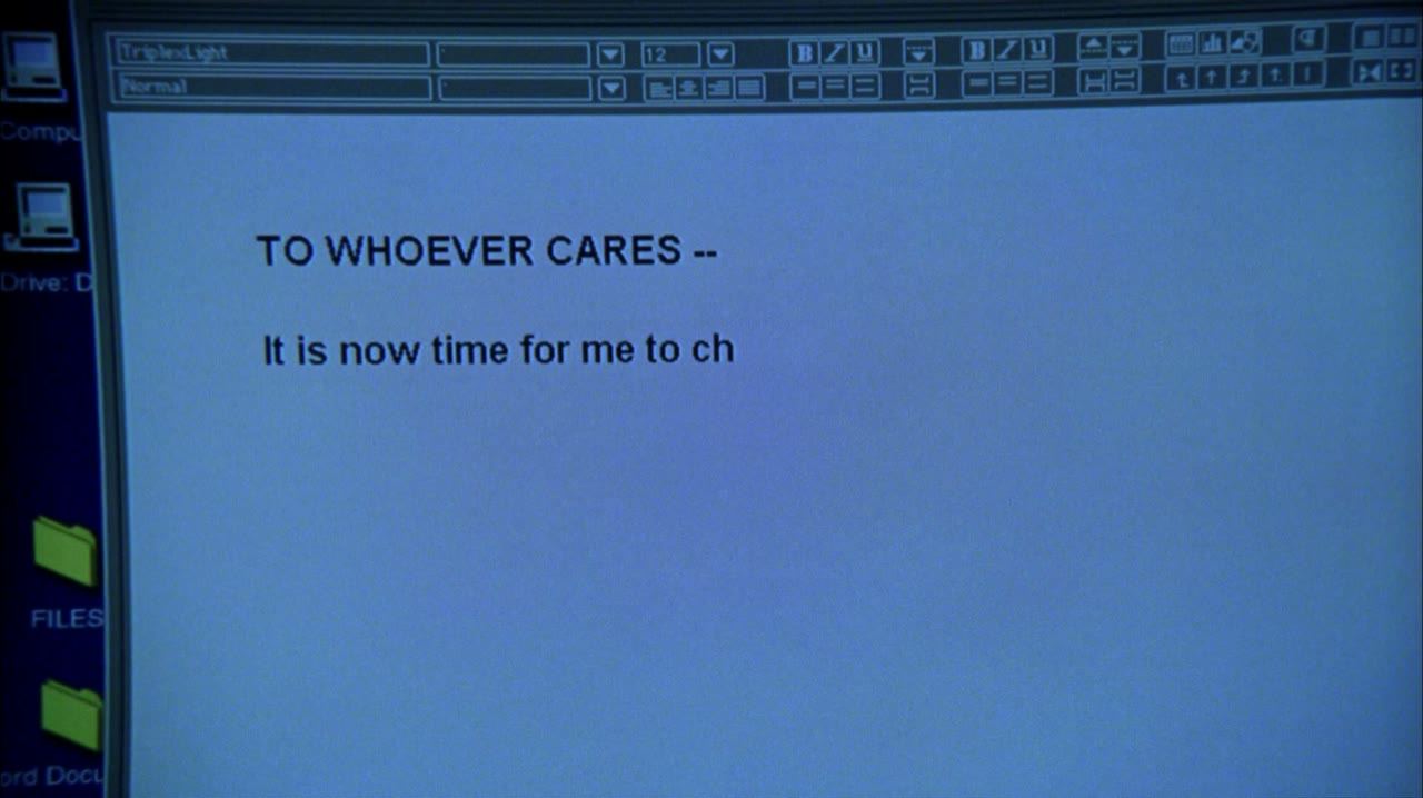 A suicide note typed on somebody else's computer