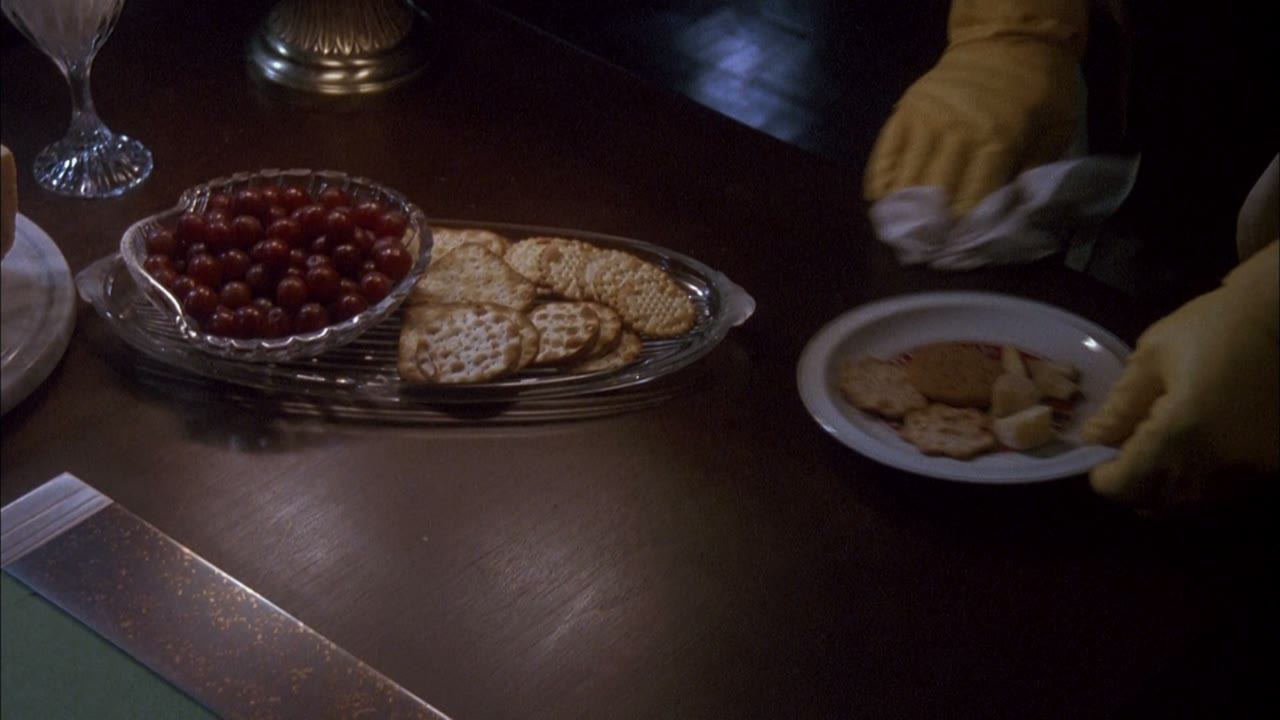 A plate of cheese and crackers: this is what will give him away