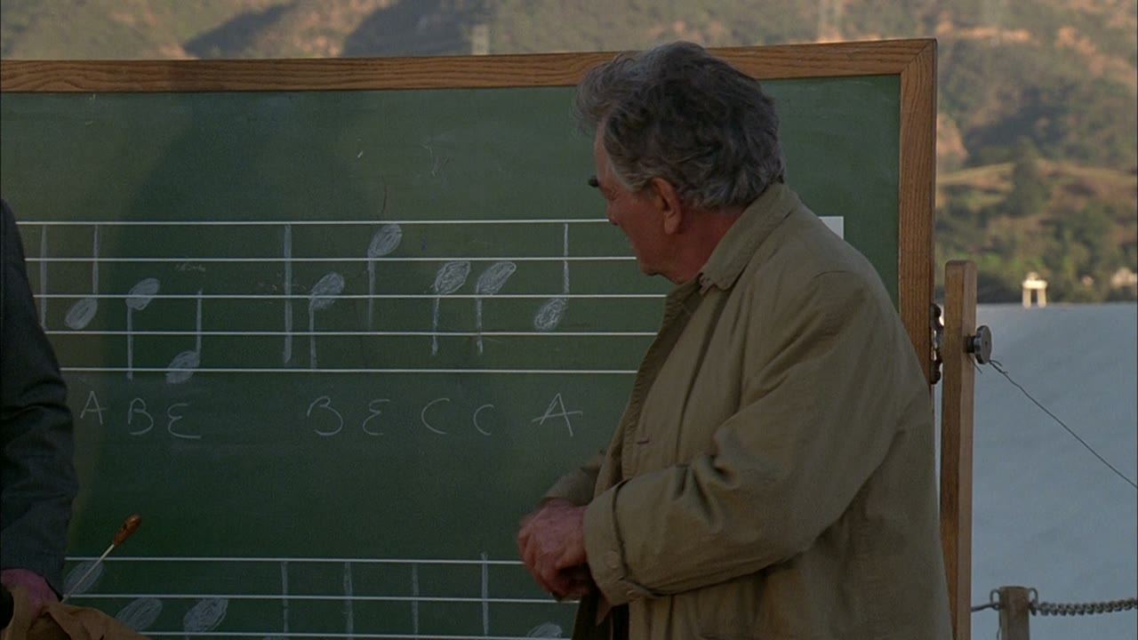 Notes on a blackboard: the lieutenant works through the score