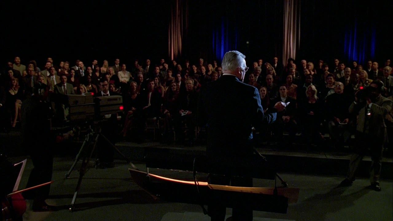 A scoring session: the orchestra plays to the screen